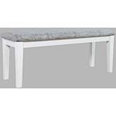 Urban Icon 45" Dining Bench in White Wood & Grey Fabric